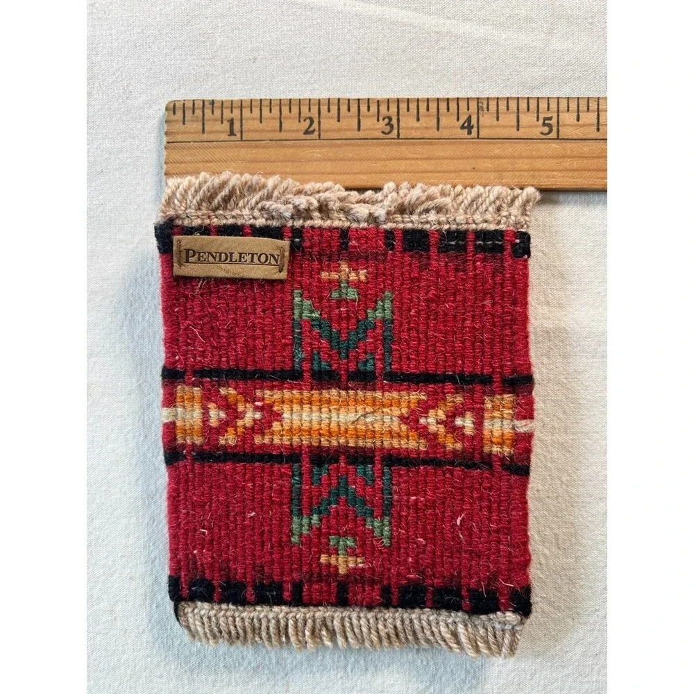New Vintage Pendleton Set of 4 Woven Loomed Wool Coaster Rug Matts 6